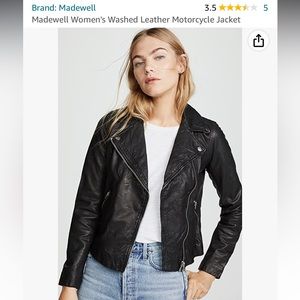 MADEWELL NWTs sz XS Washable leather moto jacket,silver zips 1 flaw near seam
